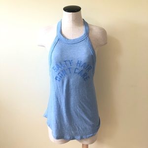 VS pink blue salty hair dont care graphic tank top